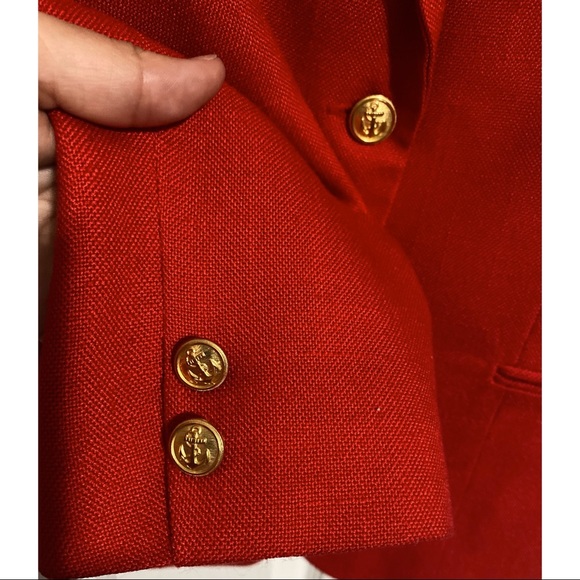 Stephen Douglas LTD Vintage Gold Buttons Fierce RED Fully Lined Blazer - Picture 6 of 14